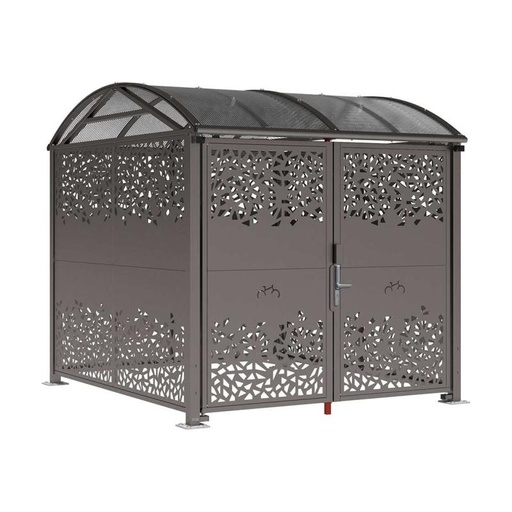 [529097D] ABRI VÉLOS INITIAL VOÛTE "L" - SÉCURISÉ AVEC BARDAGES ET PORTES - TÔLE DÉCORATIVE - FERMETURE PAR DIGICODE