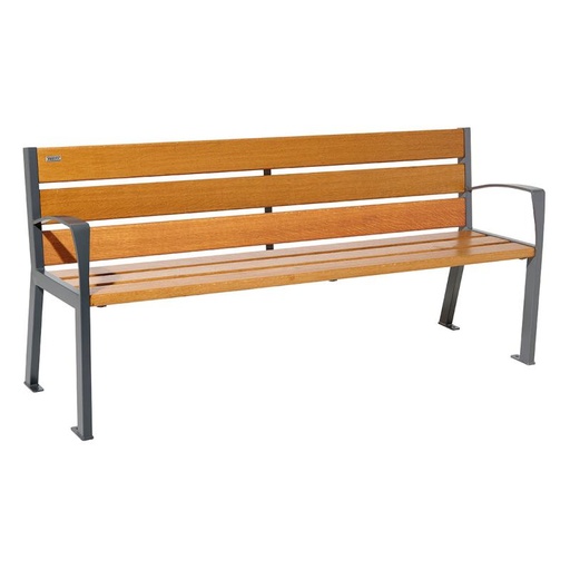 [209612] BANC SILAOS® 6 LAMES - AVEC ACCOUDOIRS - ACIER ET BOIS BOIS FINITION BRUTE, "CHÊNE CLAIR" OU "ACAJOU"