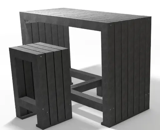 [4300159] Table haute bar CALERO 150x67x110 cm gris