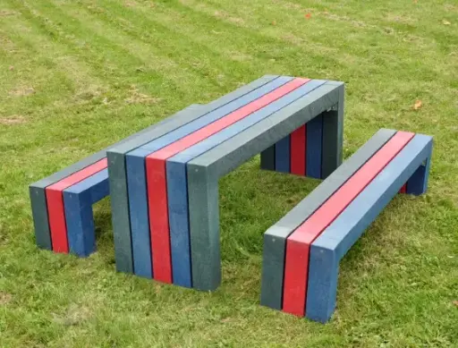 [5000011] Banc pour enfants CALERO bleu/rouge/vert 150x28x34 cm